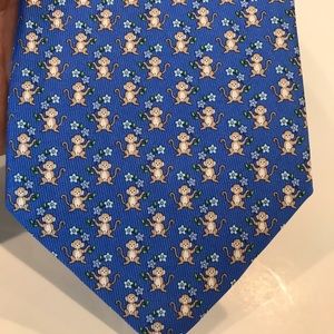 New $190 Salvatore Ferragamo Silk Monkey Tie